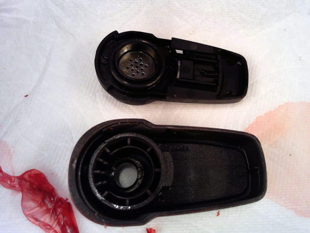 The inside of the mouthpiece assembly is not painted/finished. It is completely unaffected by 20 minutes of ISO soak.