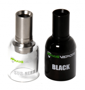 mig vapor dry herb atomizer in glass and black dome