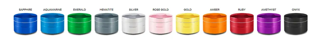 Brilliant Cut Grinder color options include 11 precious colors