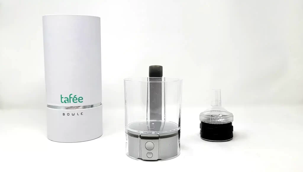 Tafee Bowle 2 - The Series 2 Bowle is still a vaporizer built into a cup. It comes with a plastic Potter+ and ships in a white tube.