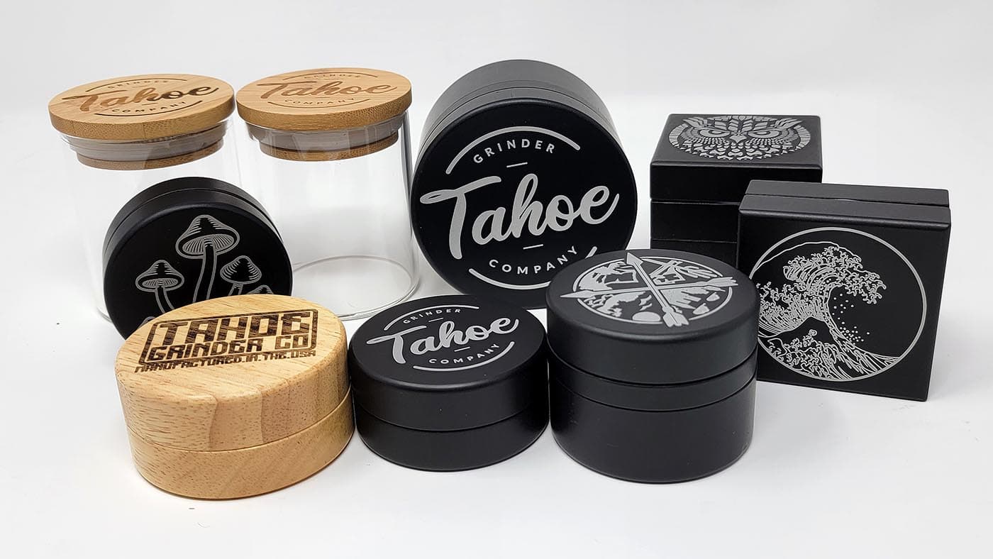 Tahoe Grinder Company product lineup includes weed grinders as well as stash jars