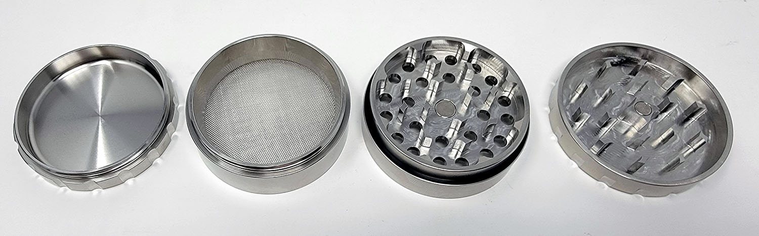 The Odin is a 4 piece stainless steel grinder