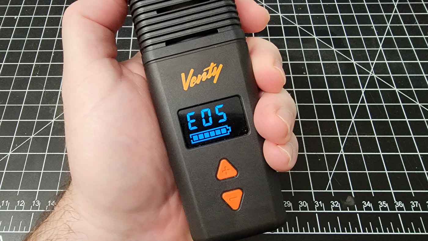 Venty Vaporizer Error Code 5 is displayed on the screen of the vape