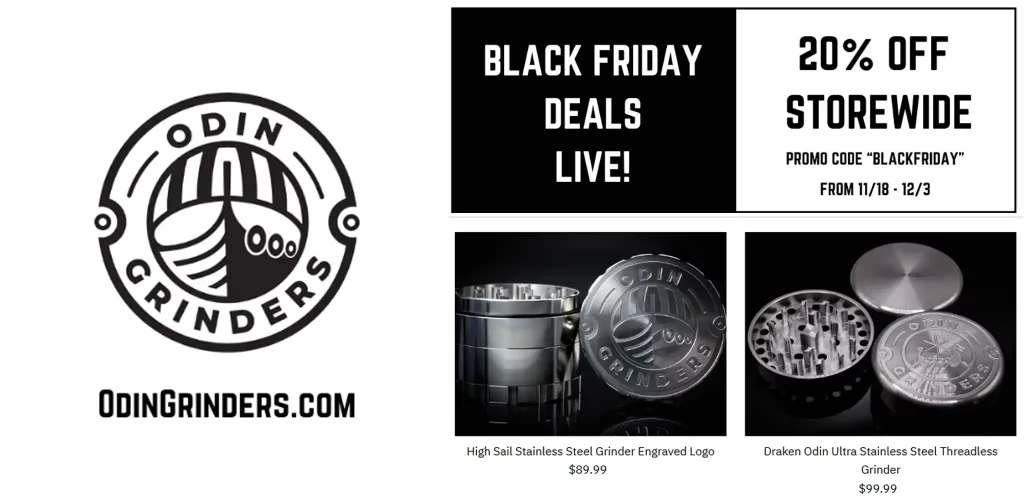 Odin Stainless Steel weed grinder Black Friday sale is 20%