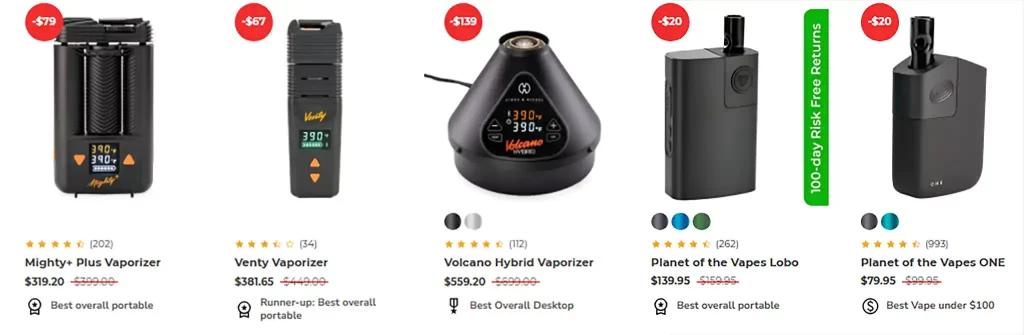 Planet of the Vapes Black Friday 2024 sale includes these vapes: Mighty+, Venty, Volcano Hybrid, PotV Lobo, Potv One