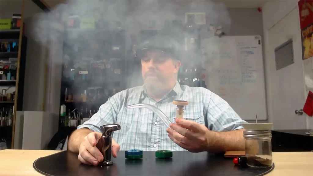 Troy from 420vapezone reviewing the Lotus Vaporizer and blowing thick clouds