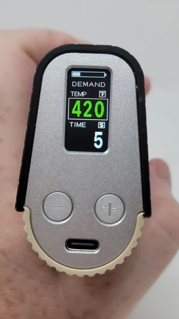 Frolic vaporizer screen shows on-demand mode
