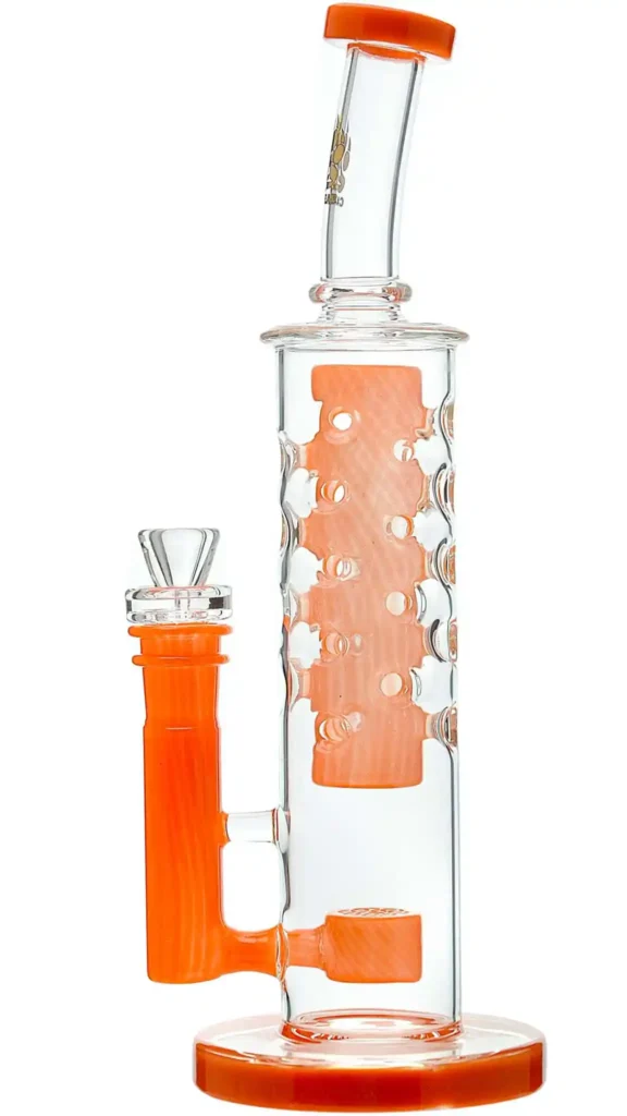 Orange Accented Straight Fab Bong from CaliBear Glass