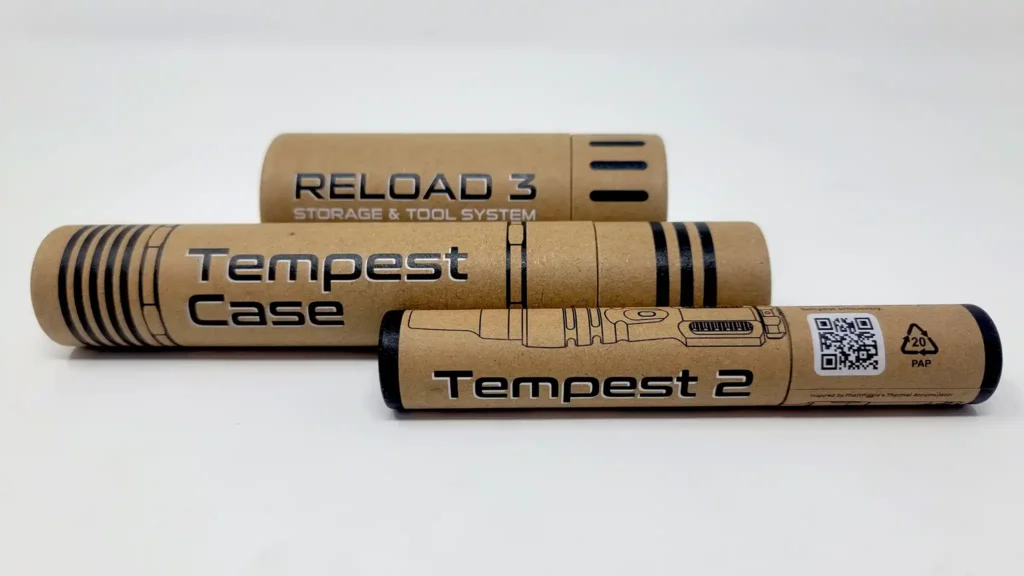Tempest 2 packaging with the Tempest 2 case and Reload V3