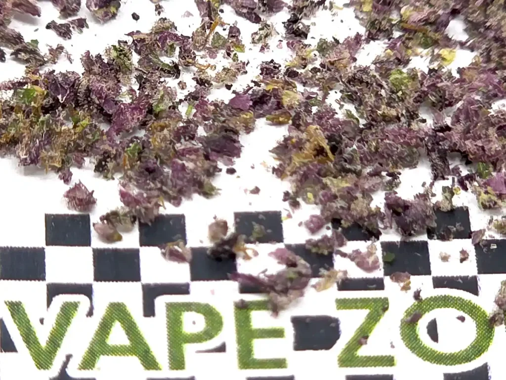 Close up view of the ground herb from the Cyber Grinder