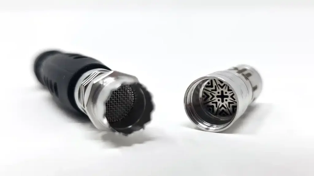 JoyStik vaporizer with its heater removed and the bowl open