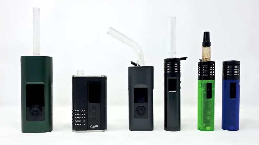 Arizer's 2026 portable vaporizer lineup with the Solo 3 on the left and the Go SRT, Solo 2, and Airs